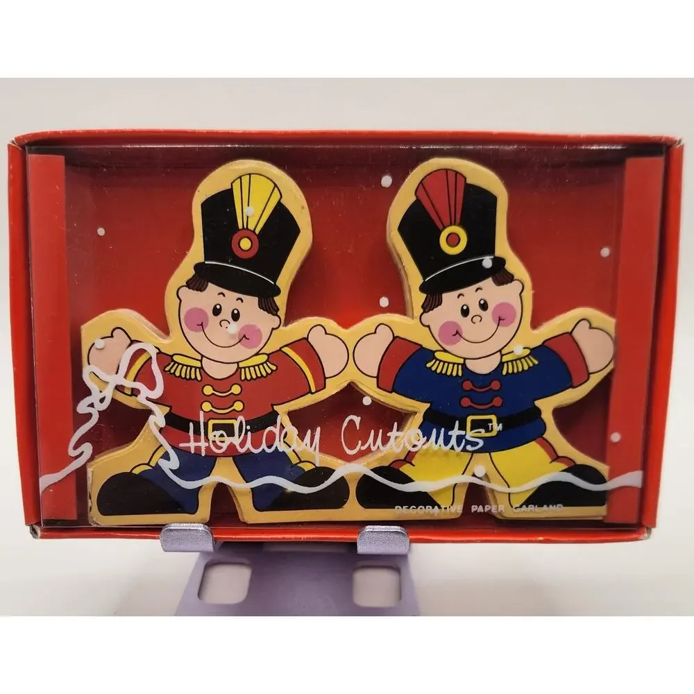 Lot of 2 Russ Paper Garland Cutouts Holiday Soldiers Carousel Horses NIB VTG